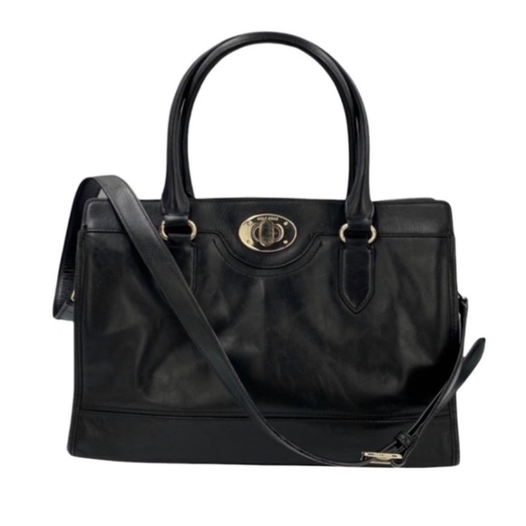 Cole Haan | Black Leather Crossbody Shoulder Satchel Tote Bag - Picture 1 of 12